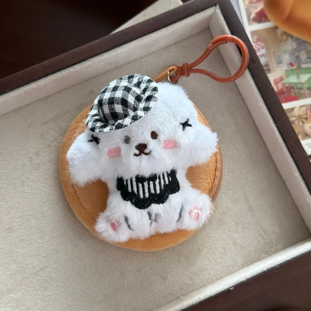 Lindo 3D perro monedero sombrero cachorro tela de felpa llavero cartera Mini bolsa multiusos encanto auriculares/lápiz labial/almacenamiento de monedas