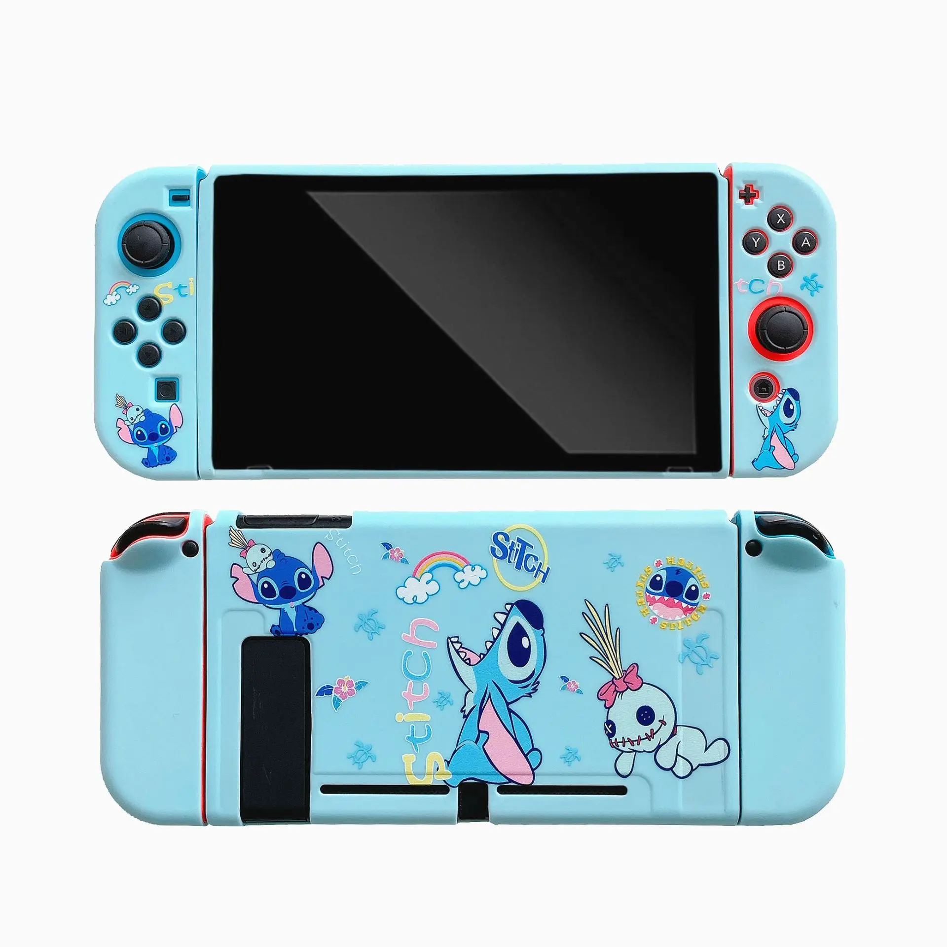 

Soft Silicone Case for Nintendo Switch Oled NS Joy Con Controller Skin Shell Cartoon Stitch Dock Protective Cover Accessories