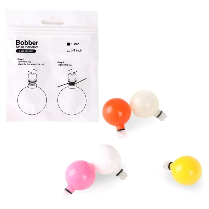 YY 5Pcs Fly Fishing Float Outdoor Water Fishing Bobber Tackle, 1 inch Fishing Float Set Plastic Round Shape Bubble Float