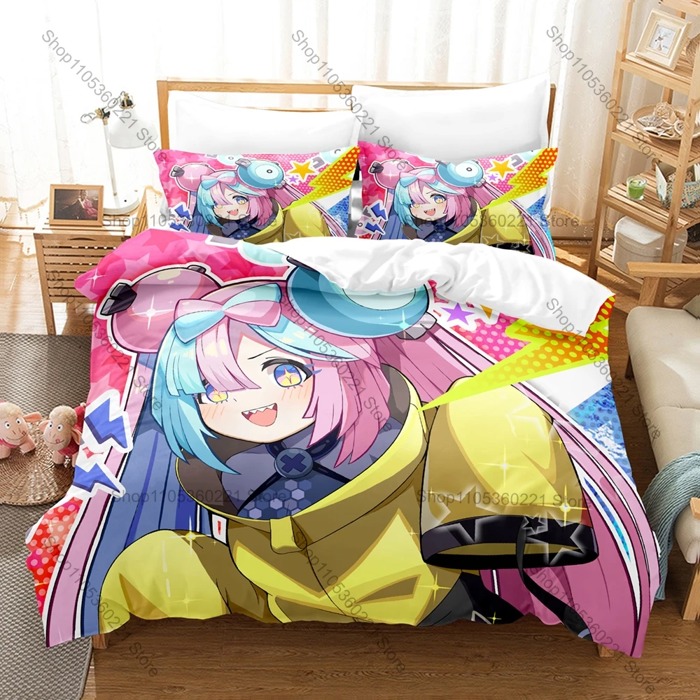 Cool Iono Nanjyamo Bellibolt Magnemite Pink Teal Hair Neon Yellow Jacket Duvet Cover + 2 Pillowcases Paldea Anime Bed Linen