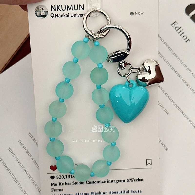

Dopamine Color Phone StrapWrist Pendant for iPhone Samsung Universal Accessories Heart Pendant Phone Case Charm Chain Lanyard
