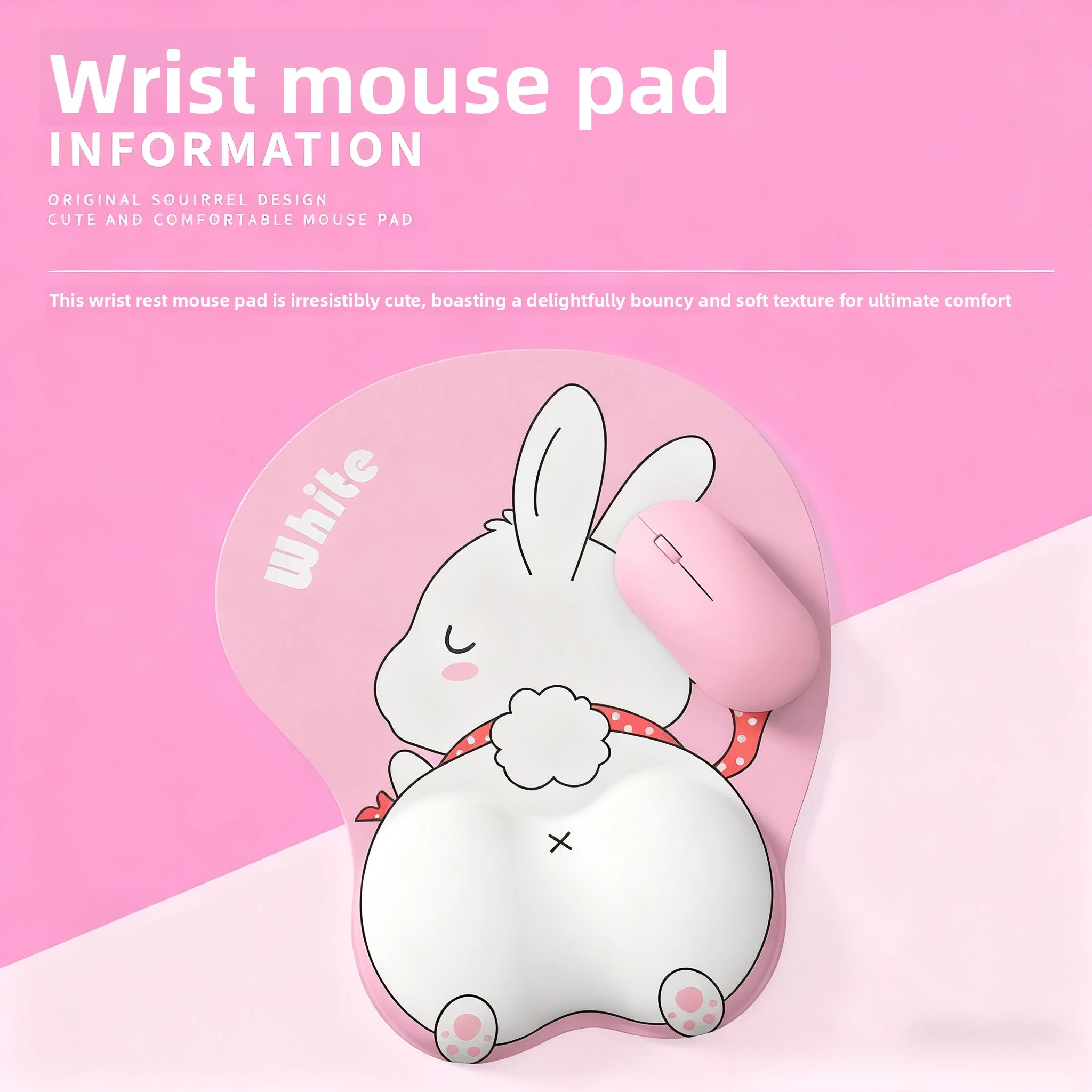 

Kawaii Animals Style Girl Ergonomics Mouse Pad Anti-slip Relieve Wrist Fatigue Keyboard Pad Tabet Mat 3 In 1 For Compuer Office