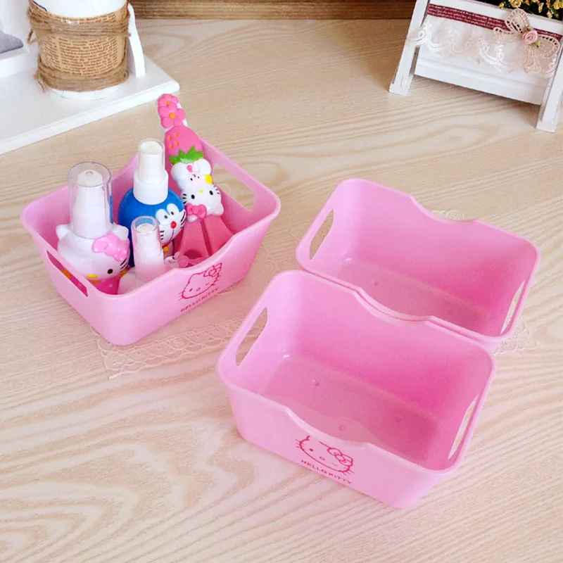 Sanrio Hello Kitty Mini Storage Box Cute Cartoon Plastic Cosmetic Storage Box Fashion Desktop Sundry Organizer Boxs Jewelry Box