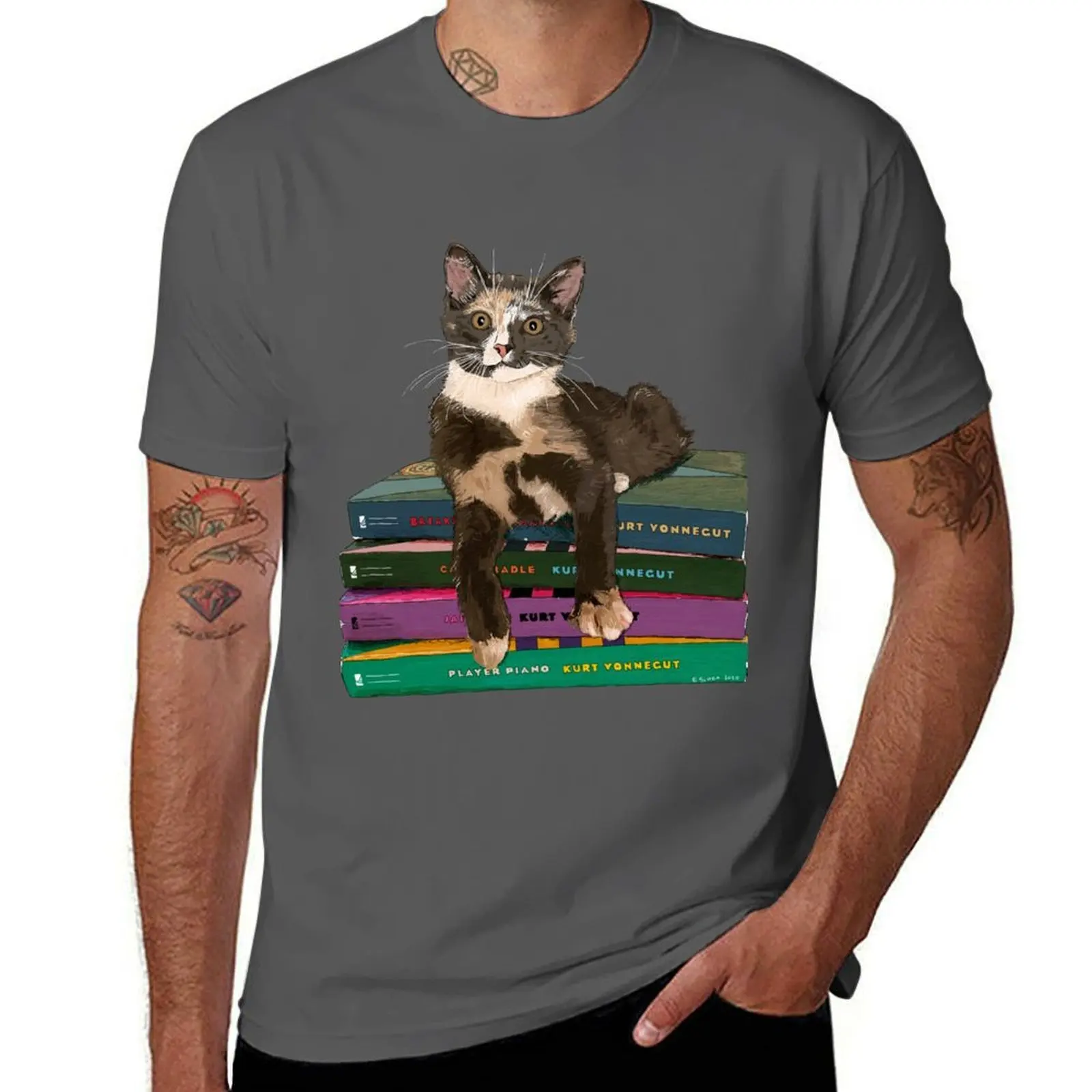 

Vonnegut Cat T-Shirt Trendy Print Short Sleeve T-Shirt