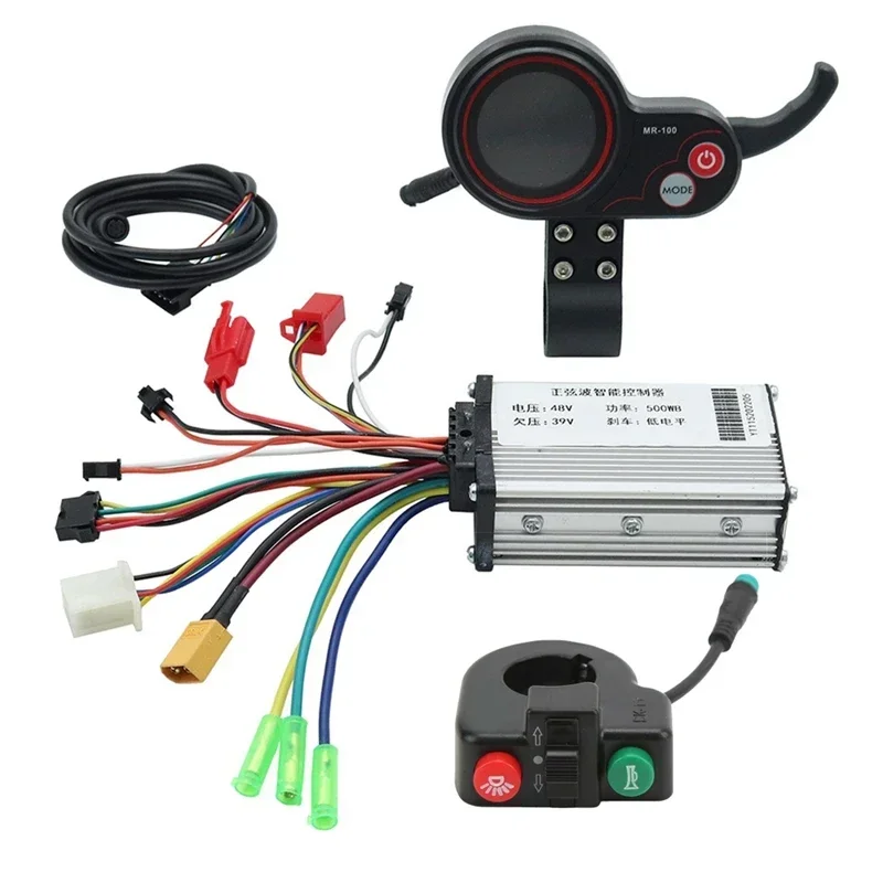 MR-100 48V 500W Controller Kit 6-Pin LCD Display*1 Controller*1 Switch Button*1 Connection Cable*1 for KUGOO M4 Electric Scooter