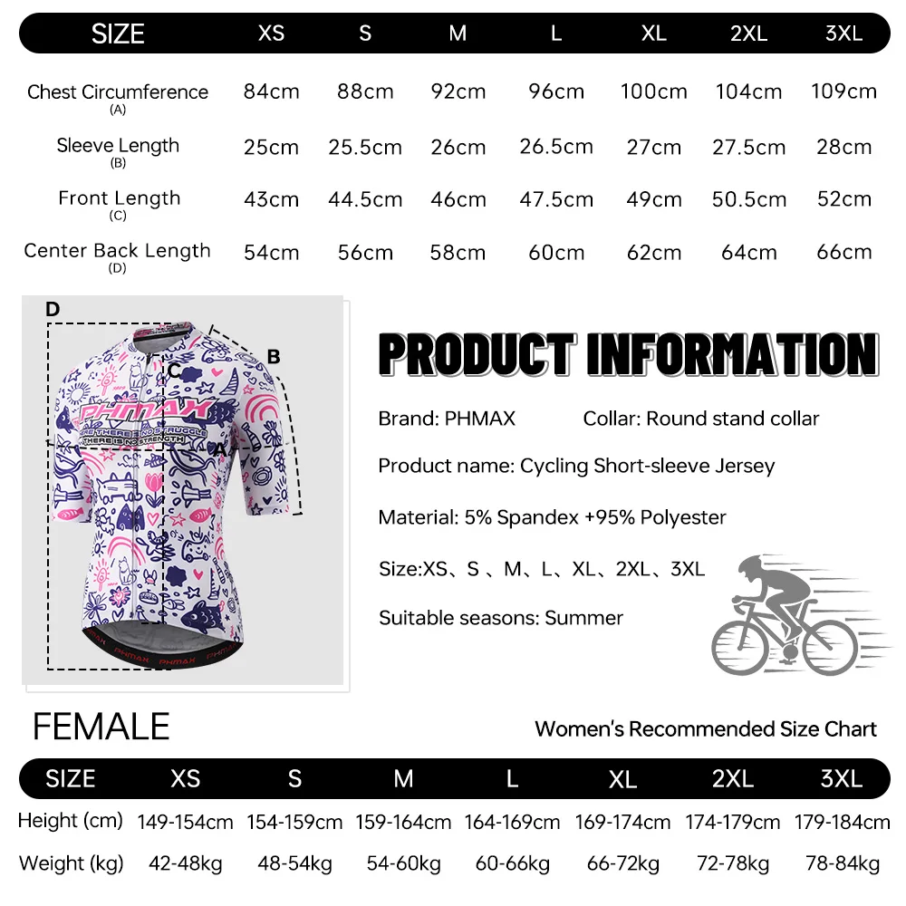 PHMAX Women's Summer Short Sleeve Cycling Jersey SPF 50+ UV Protection Breathable Quick Dry Road MTB Pro Bicycle Top