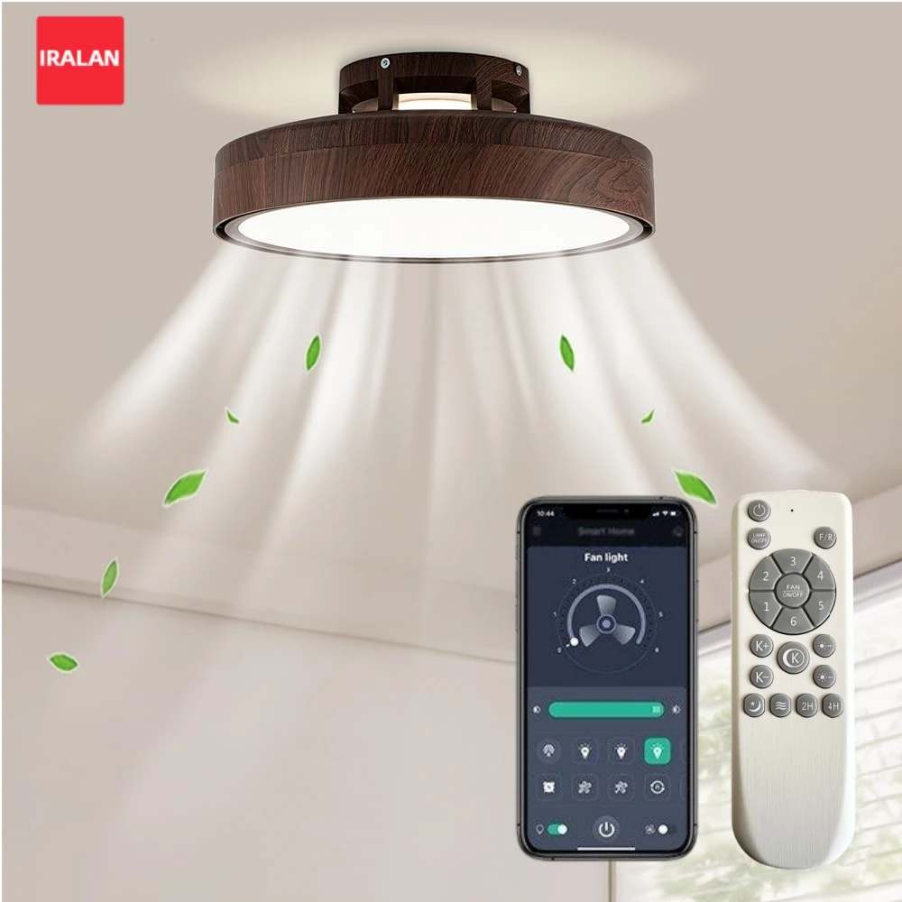 IRALAN Modern Minimalist Bladeless Ceiling Fan Lamp Bedroom Living Room Dining Room Study Household LED Pendant Light Room Decor