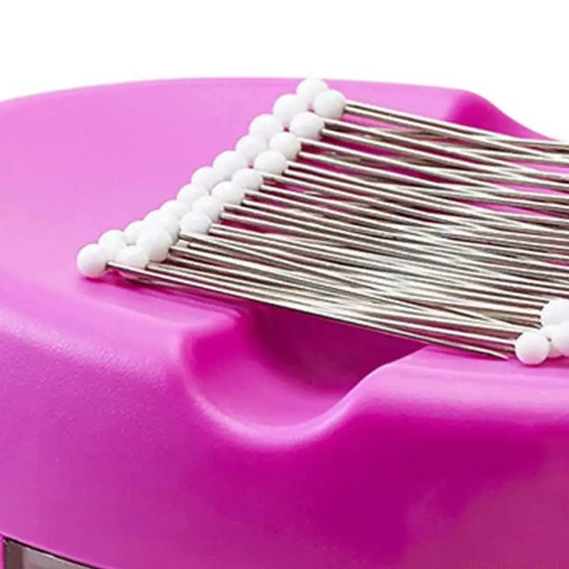 

QX2E Plastic Needle Pin Holder With Built In Drawer and 50 Sewing Pin Portable Needle Organiser Case For Needlework