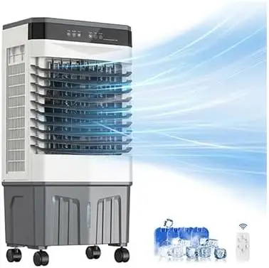 Portable Evaporative Air Cooler 1800 CFM Swamp Cooler 53 Gal Water Tank 6 Ice Packs 3 Modes 3 Speeds 120 Oscillation 12H Timer B