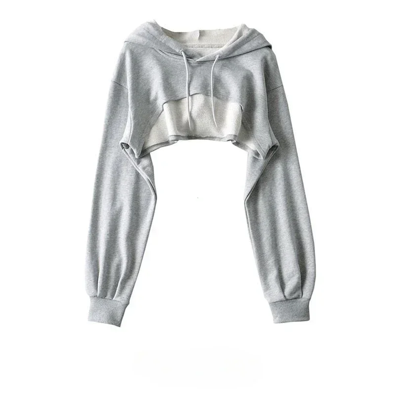 Hoodie Female Hoodie Personality Irregular Crop Ultra Short Style Long Sleeve Top Female Drop Shipping Sweatshirt  Clothes