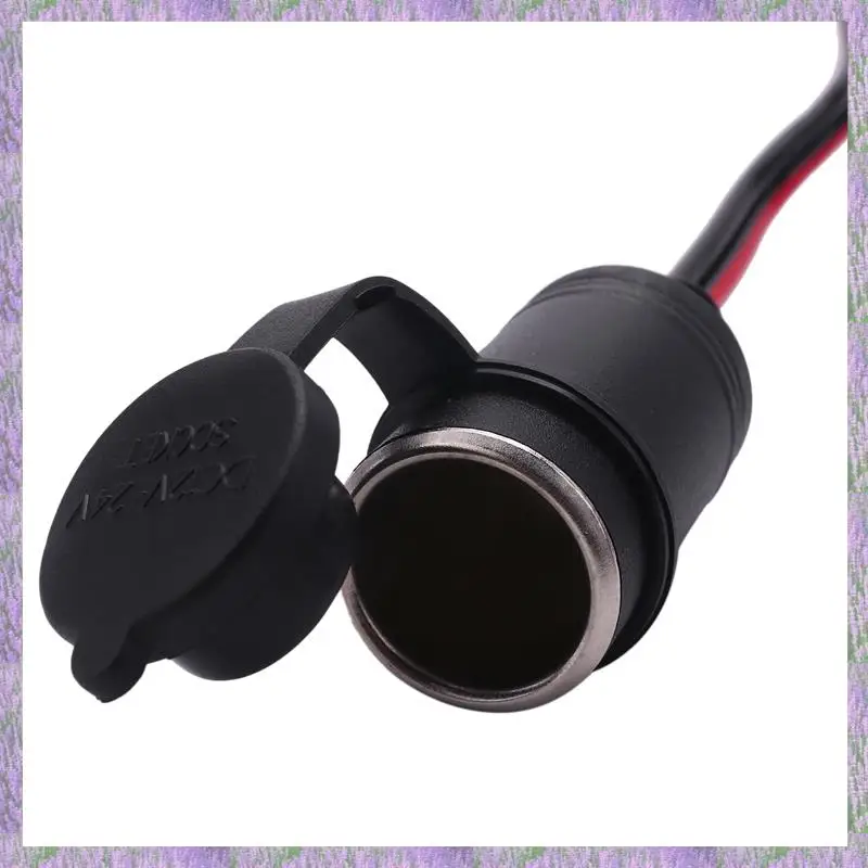 

2025 New-3X 2FT 12V 24V Car Cigarette Lighter Socket Female Adapter 15A Alligator Clips Car Battery Clip-On Extension Cord