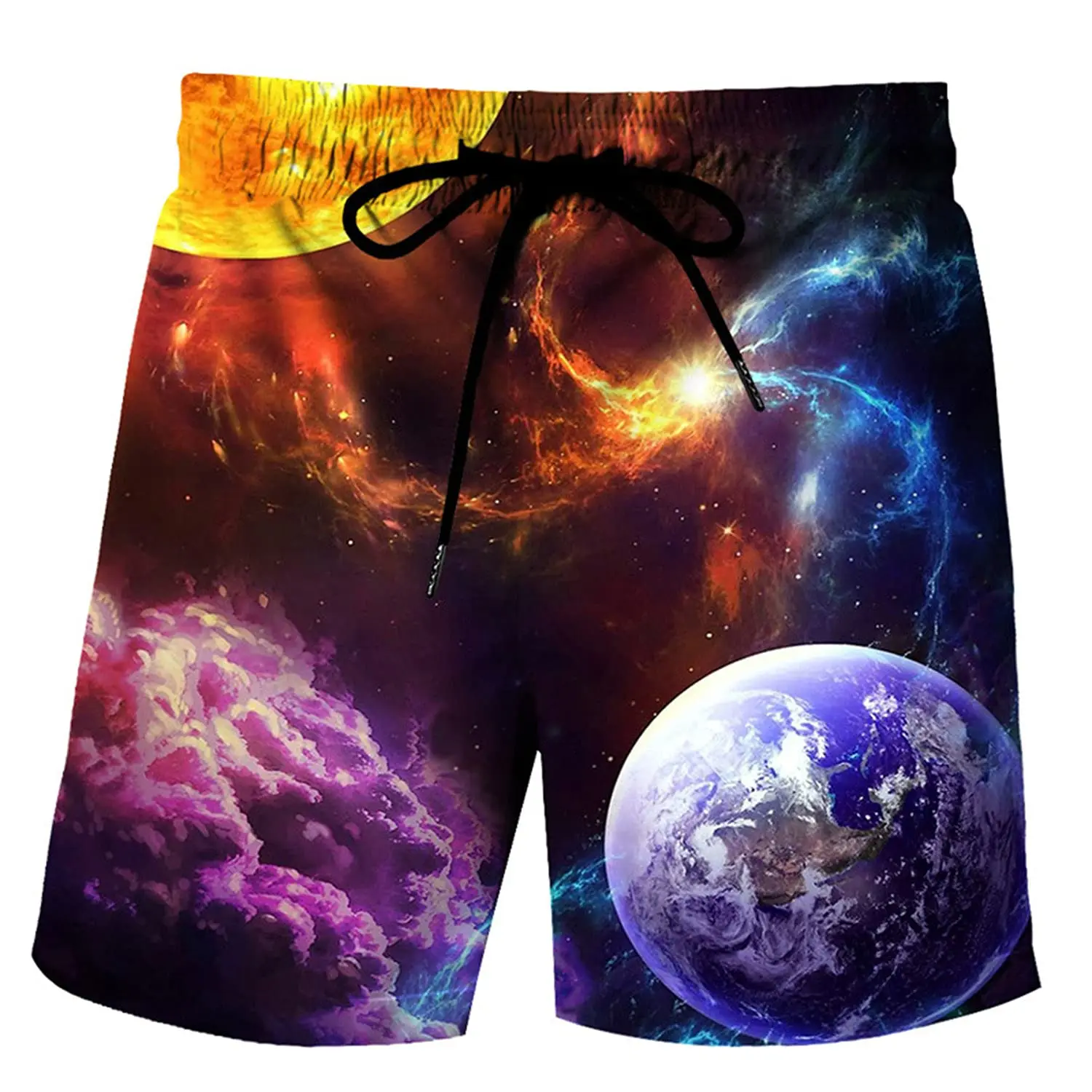 Pantalones cortos de playa con estampado 3D del universo espacial para hombre, bañadores masculinos informales con cielo estrellado, transpirables, para verano