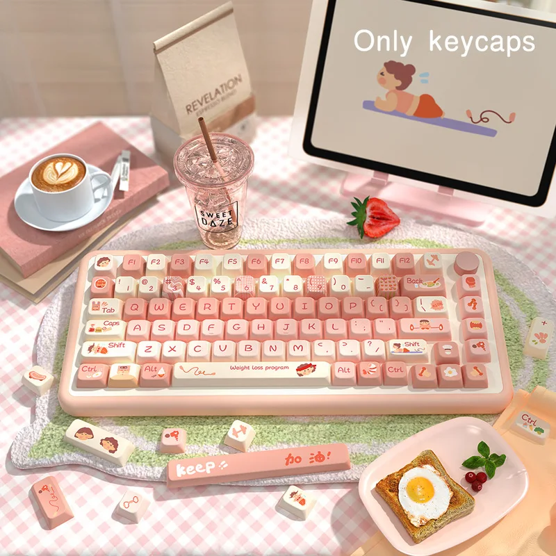 Weight Loss Plan Theme Keycap Original Mda Heat Sublimation Technology Personalized Customization Cartoon Cute Mechanical Keycap