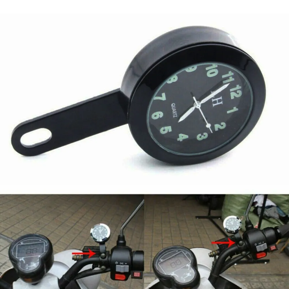 Motorbike Clock Mount Waterproof Watch Shockproof Replacement Parts For Motorcycle For ATV Accessories Black Shell