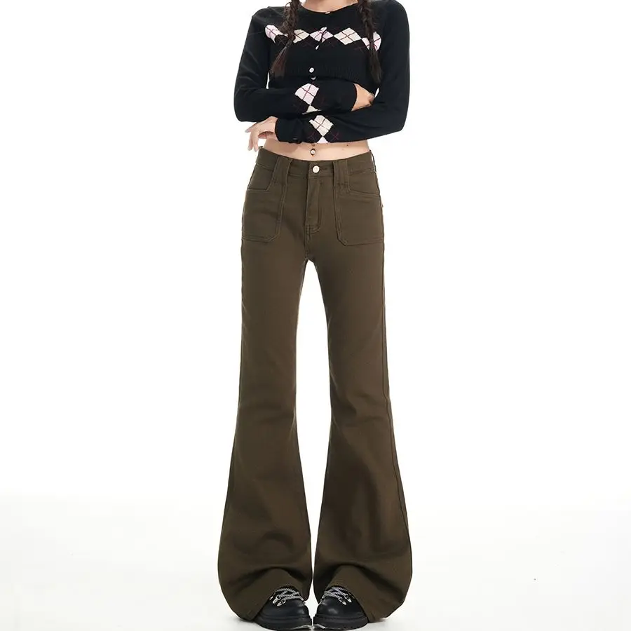 

y2k винтажные женские джинсы с низкой талией, однотонные брюки на молнии и пуговицах с карманами, эстетичная уличная одежда, потертые джинсы