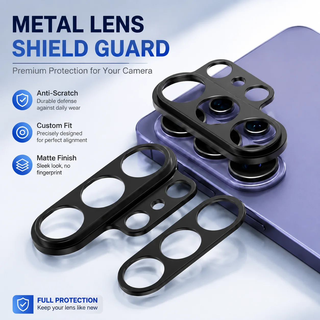 Hollow Metal Camera Lens Frame Anti-Scratch Lens Shield Guard for Samsung Galaxy S26 Ultra Matte Finish Custom Fit