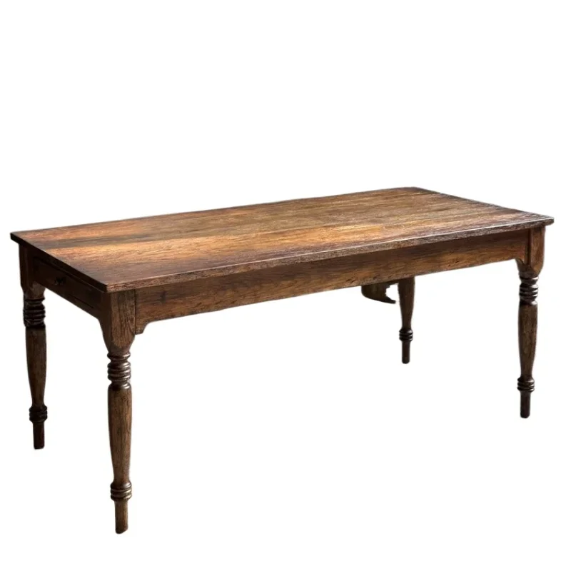 French American dining table Solid wood oak Medium antique retro old table Merad color Delivery to pickup point