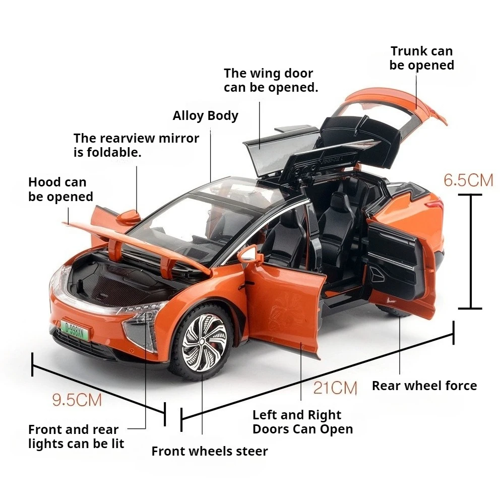 1:22 HiPhi X 合金製SL63ダイキャストモデルおもちゃ車、ドア開閉、サウンドライト、プルバック、ミニチュア車両、子供のホリデーギフトに