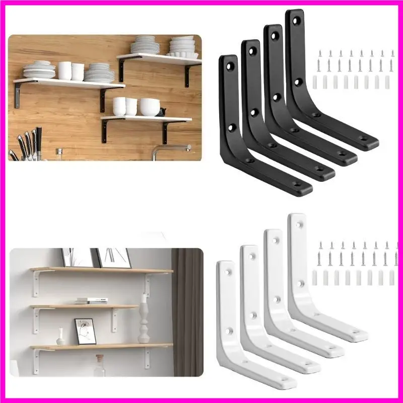 57BE 4Pcs Wall Mounted Floating Shelf Support Brackets for Enhances Storage Solution