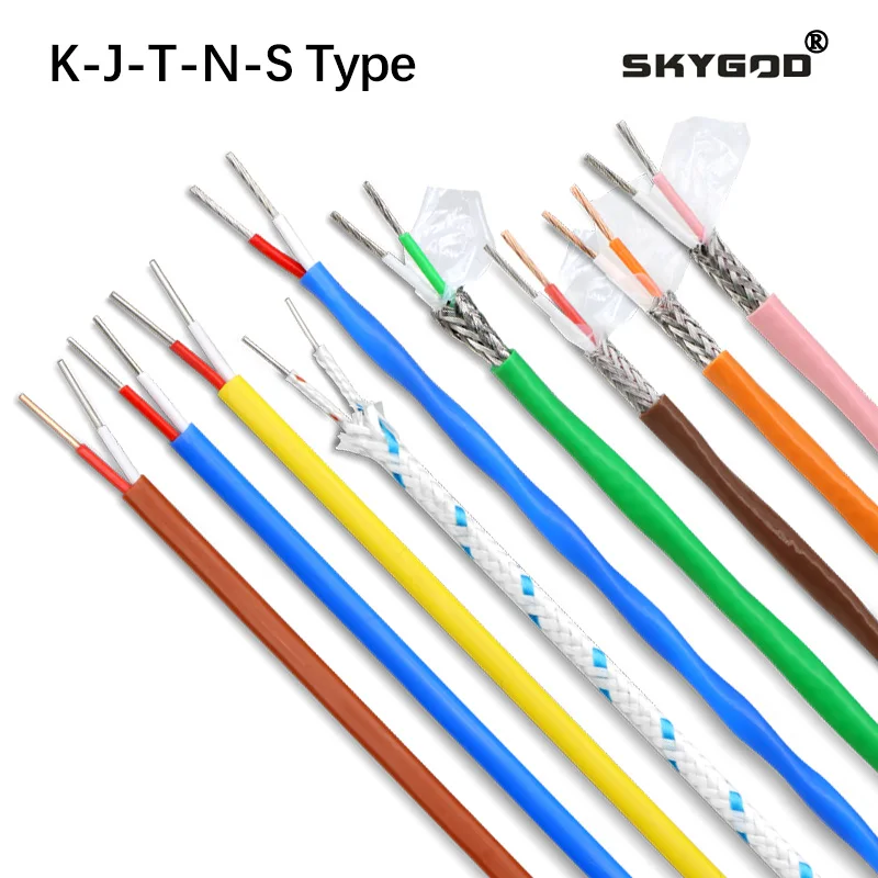 Image of 5/10/100 m Hochtemperatur-Thermoelementdraht, 2 Adern, Typ K-J-T-N-S, Messkompensationskabel, PTFE-isolierte elektronische Leitung