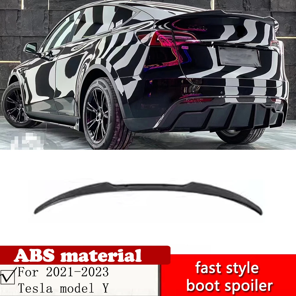 For Tesla model Y add fast style boot spoiler ABS material 2021 2022 2023 model Y blade warrior glossy black trunk spoiler