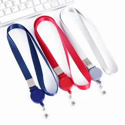 Solid Color Retractable Lanyard for ID Tag Employee's Pass Work Card ID Name Badge Reel Neck Strap Badge Accessories Lanyards