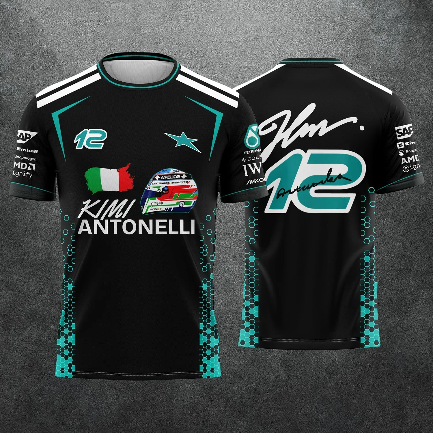 26 Kimi Antonelli und George Russell – T-Shirt mit kurzen Ärmeln für Fans, ein Geschenk, 3D-Druck, atmungsaktive Sportbekleidung für den Außenbereich, Familienbekleidung. – Detail 6