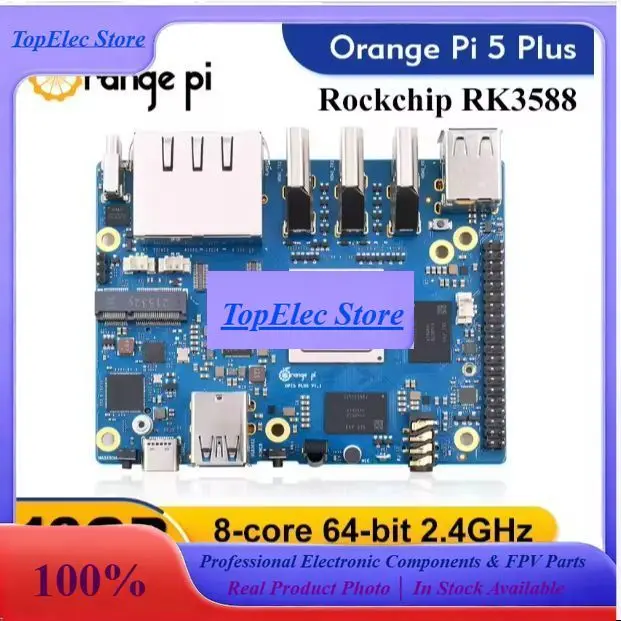 TopEsOrange Pi 5 Plus Single Board Computer RK3588 PCIE Module External WiFi-BT SSD 8K Orange Pi5 Plus Demo Development Board