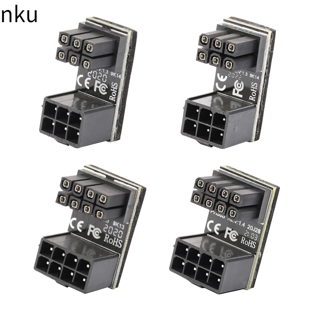 Nku ATX GPU Power Steering Connector 6/8Pin Female To Male 180 Degree Angled Power Adapter for Desktops Graphics Video Card