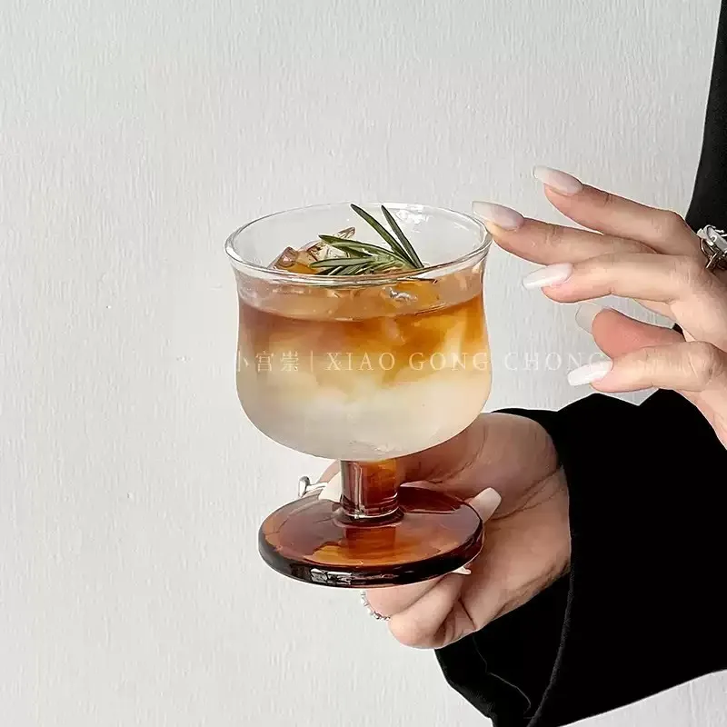 Retro Brown Ort Foot Coffee Glass Cup Home Design Sensation Small Fem Special Drink Mixing Drinking Cup Ins Sle DROPSHIPPING