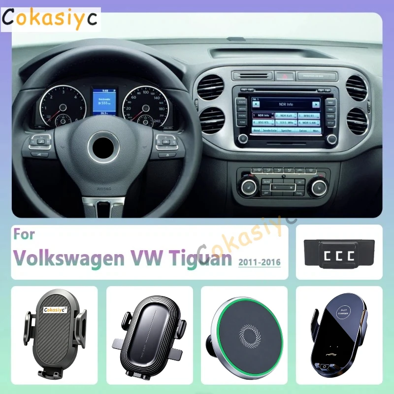 Suporte Magnético para Telefone com Carregamento Sem Fio para Volkswagen VW Tiguan 2011 2012 2013 2014-2016