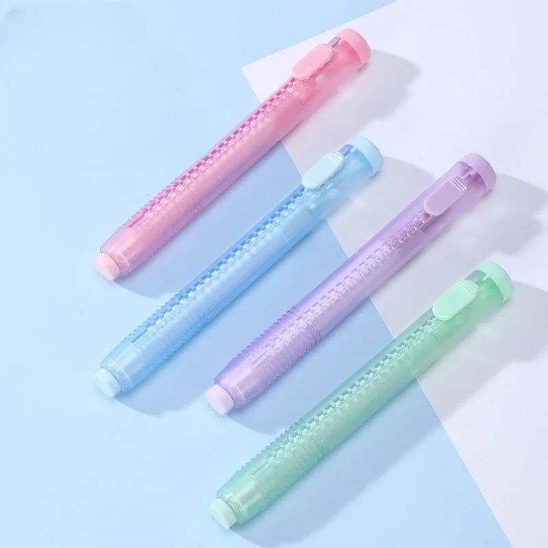 4pcs/set Push-pull Lipsticker Eraser with 3pcs Replace Core Rubber Eraser Creative Novelty Pencil Eraser Stationery