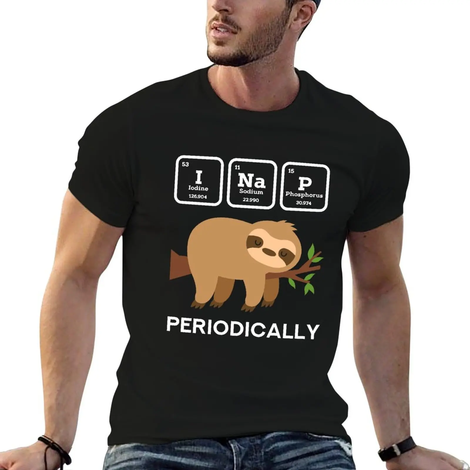 SLOTH / PERIDIOC TABLE: I Nap Periodically T-Shirt funny t shirts cotton t shirt for man 100 percent cotton T-Shirt