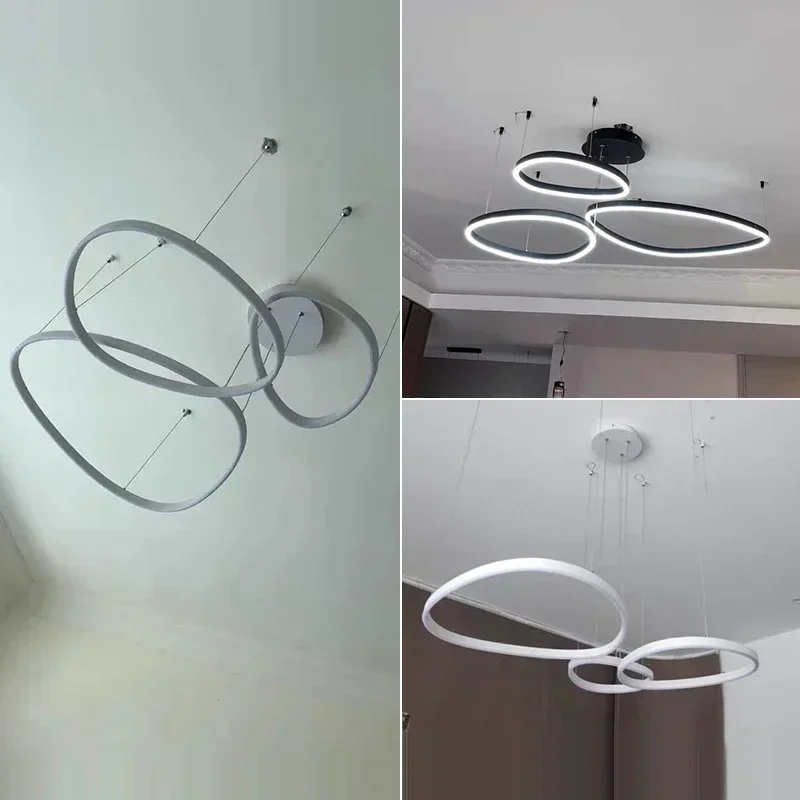 Lustre Living Room Chandelier Modern LED Ring Ceiling  Bedroom Kitchen Restaurant  Decoration Lighting Fixture