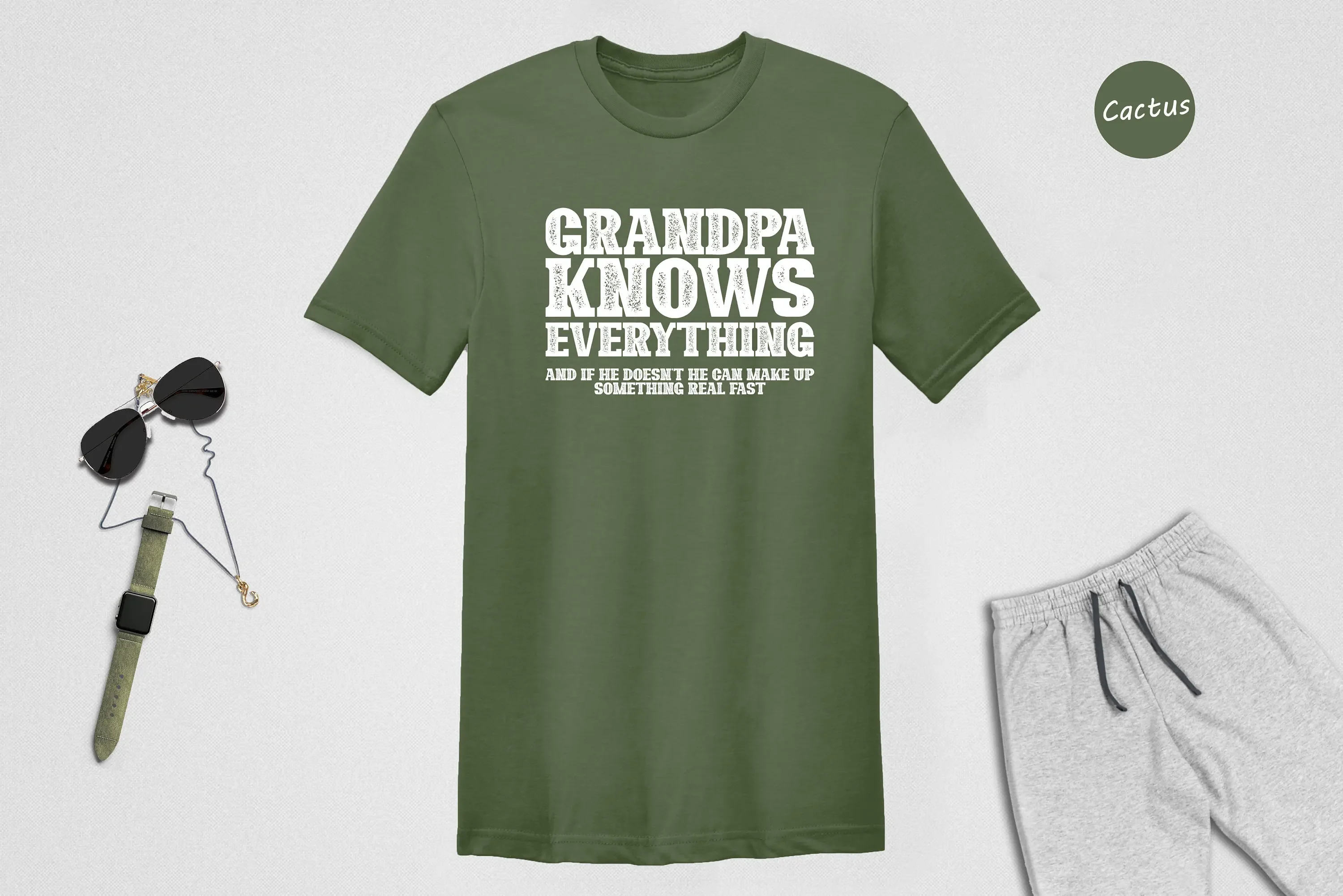 Grandpa Knows Everything And If He Doesn t Can Make Up Something Real FasT Shirt Funny Grandfather Fathers Day