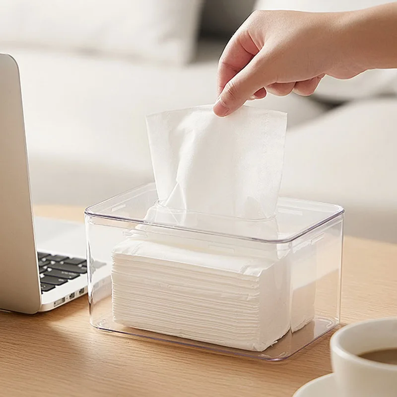 1/2PCs Home Tissue Dispenser Box Acrylic Transparent Restaurant Hotel Office Barthroom Tissue Storage Box Paper Rack Organizer