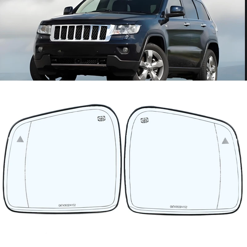 Car Rearview Mirror Lens For Jeep Grand Cherokee 2011-2021 Accessories Reflective With Blind Spots 68082635AB  68082638AB