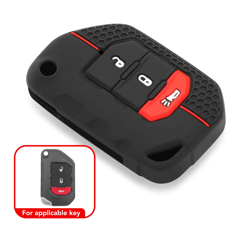 For Jeep Gladiator JT Wrangler JL 2018 2019 2020 2021 Grand Cherokee Compass Silicone Car Key Case Holder