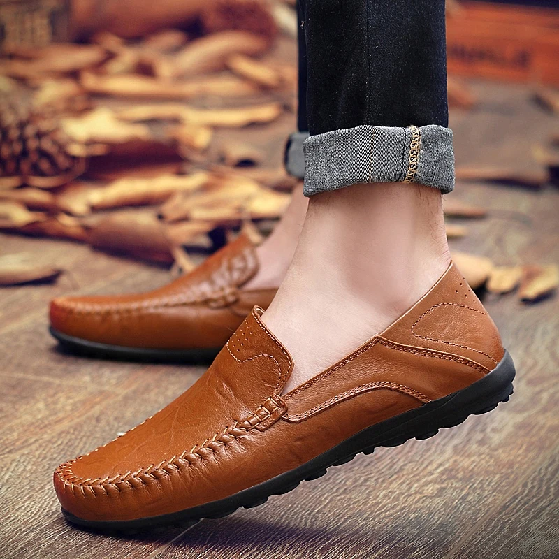 Handmade Shoes Genuine Leather Casual Shoes For Men Flat Platform Walking Shoes Outdoor Footwear Loafers Breathable Sneakers