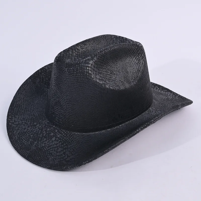 Western Snake Print Cowboy Hat - Unisex Vintage Fedora for Outdoor, Slimming & Stylish
