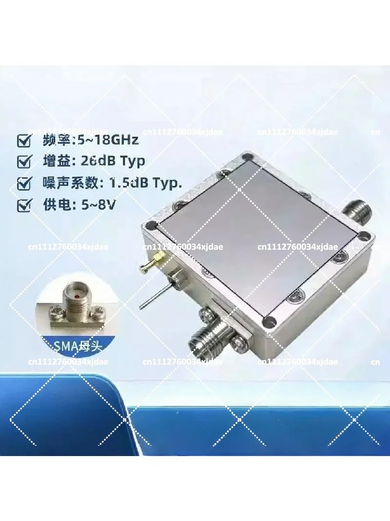 Wideband Low Noise LNA RF Amplifier 5-18GHz, 26dB Gain, 1.5dB Noise Figure for Radar & Communication Equipment