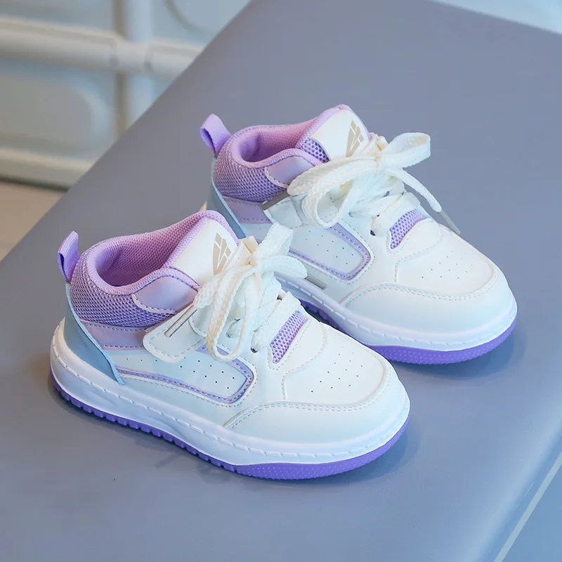 Children's White Shoes 2024 Spring and Autumn New Boys' Sneakers High Top Girls' Casual Shoes Soft-Soled Baby Shoes