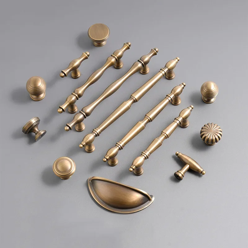 Bronze Colored French Cabinet Handles Creative American Style Cabinet Door Handles, Personalized Clothing Cabinet Door Handles