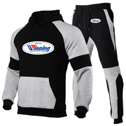 Winning Boxing Men Brand Spring and Autumn Printing Casual Pullover Color Matching Hoodie + Sweatpants New Two-piece Set