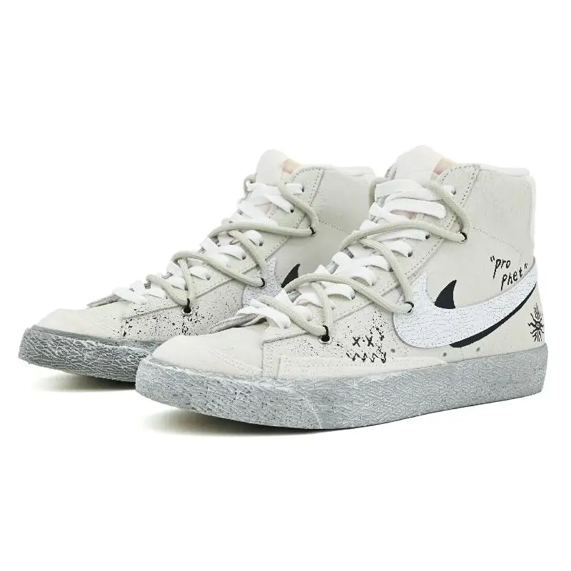 【تخصيص】أحذية Nike Blazer للتزلج للرجال أحذية رياضية متوسطة الجودة باللون البيج/الأسود DV0797-100