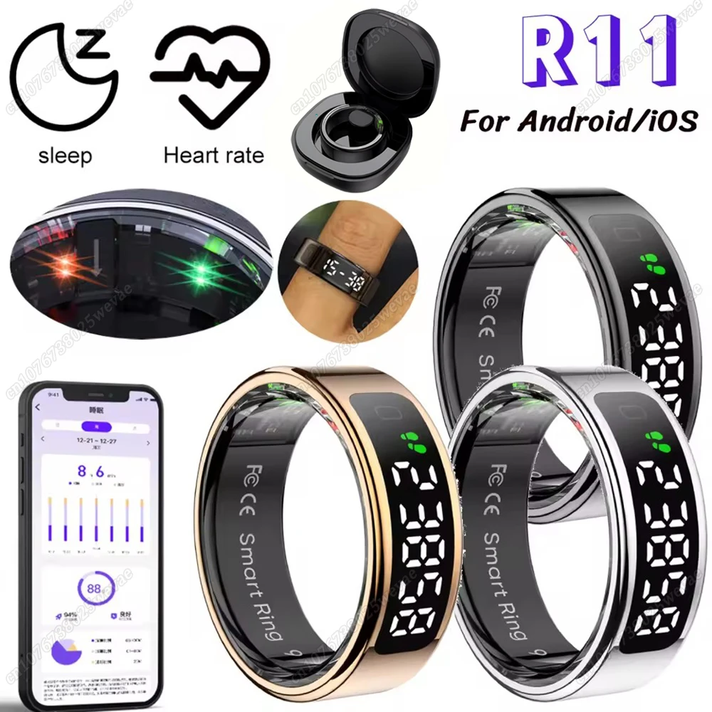 

Новый экран дисплея, умное кольцо, 2025 жестов, видео/кисть, Tiktok, монитор сердечного ритма, здоровья, 5 АТМ, водонепроницаемый спортивный Smartring