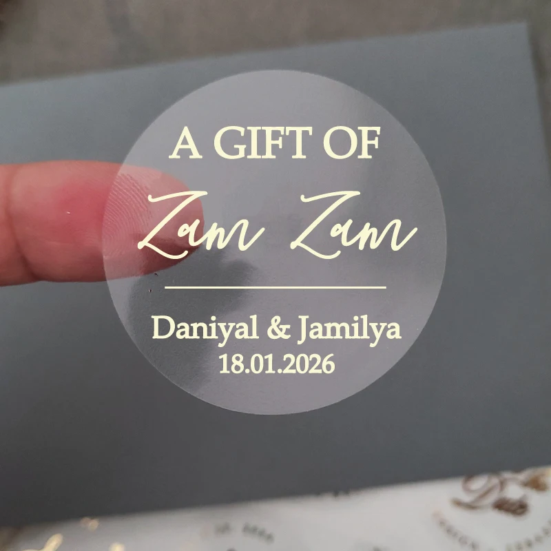Personalized Zam Zam Stickers, A Gift Of Zam Zam Water Sticker for Bottles Gold Foiled, Custom, Invitation Seals
