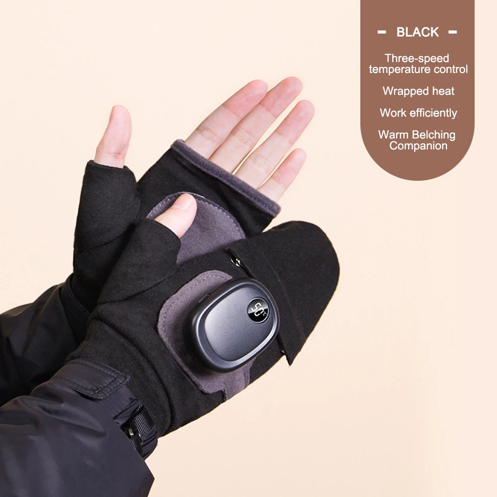 Type-C Rechargeable Heating Gloves with Magnetic Button 3 Heat Levels Heating Thermal Gloves with Digital Display for Women Men