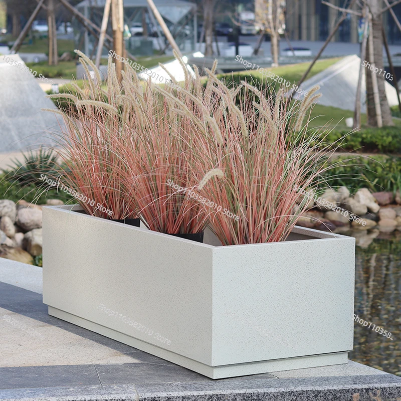 High Quality Outdoor Rectangle White Stainless Steel Flower Pot Home Decoration Outdoor Flower Pot Grown Flower Pot For Sale
