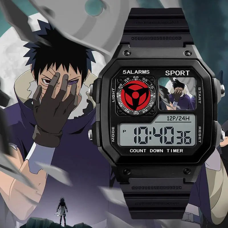 Cute Naruto Digital Watch Anime Cartoon LED Electronic Watch with Date Display Boys Girls Daily Wear Gift Silicone Watch Strap